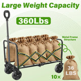360LBS Portable Collapsible Wagon Cart, Foldable Folding Wagon, Black