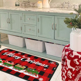 Christmas Kitchen Rugs and Mats Set (2 PCS), Merry Christmas Indoor Floor Mats Red Black Buffalo Check Plaid for Winter, Xmas Door Mat Runner Rug Mat for Kitchen Home Decor (17"x47"+17"x30")
