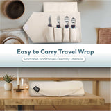 BUNMO Utensils for Elderly, Arthritis, Weak Hand Grip, Tremors & Handicapped - Convenient Travel Pouch - 3.35oz Lightweight - Stainless Steel - Eat Independently - Adaptive Blue 4 Piece Set