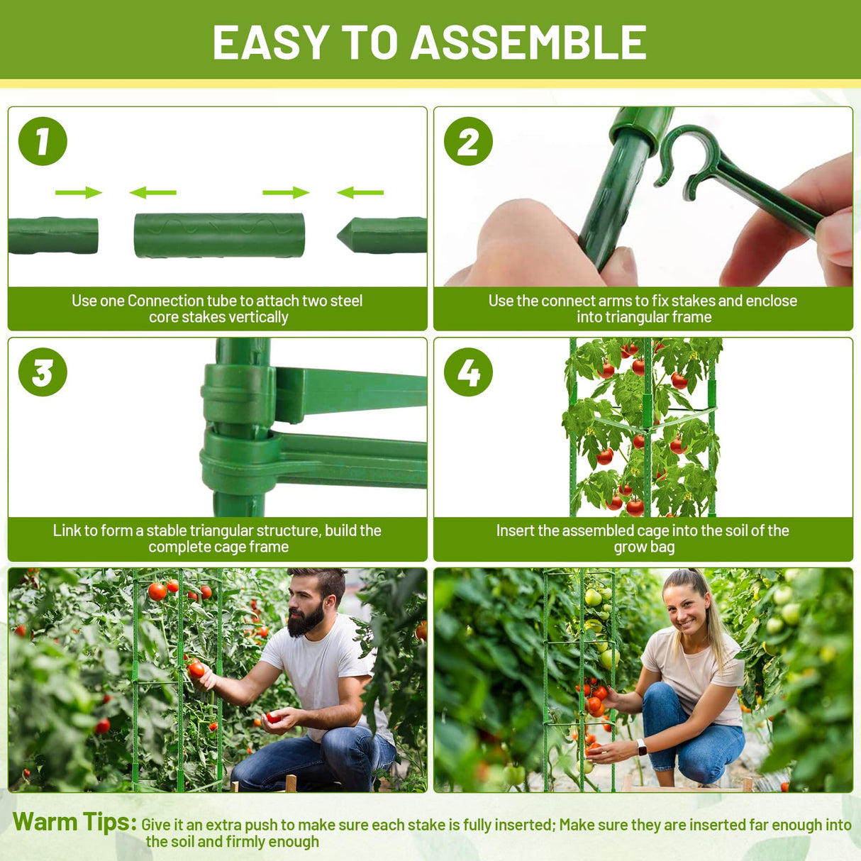 Legigo 2 Pack Tomato Cages with 10 Gallon Grow Bags- 48inch Tomato Trellis Plant Support Stakes Planter, Tomato Plant Cages Garden Trellis for Vertical Climbing Plants Vegetables Flowers Fruits