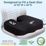 5 STARS UNITED Seat Cushion for Tailbone Pain Relief – Large Memory Foam Lifting Pillow for Coccyx, Hip, Sciatica & Post-Surgery Recovery – Wheelchair, Car, Desk, Gaming & Office Chairs, Black