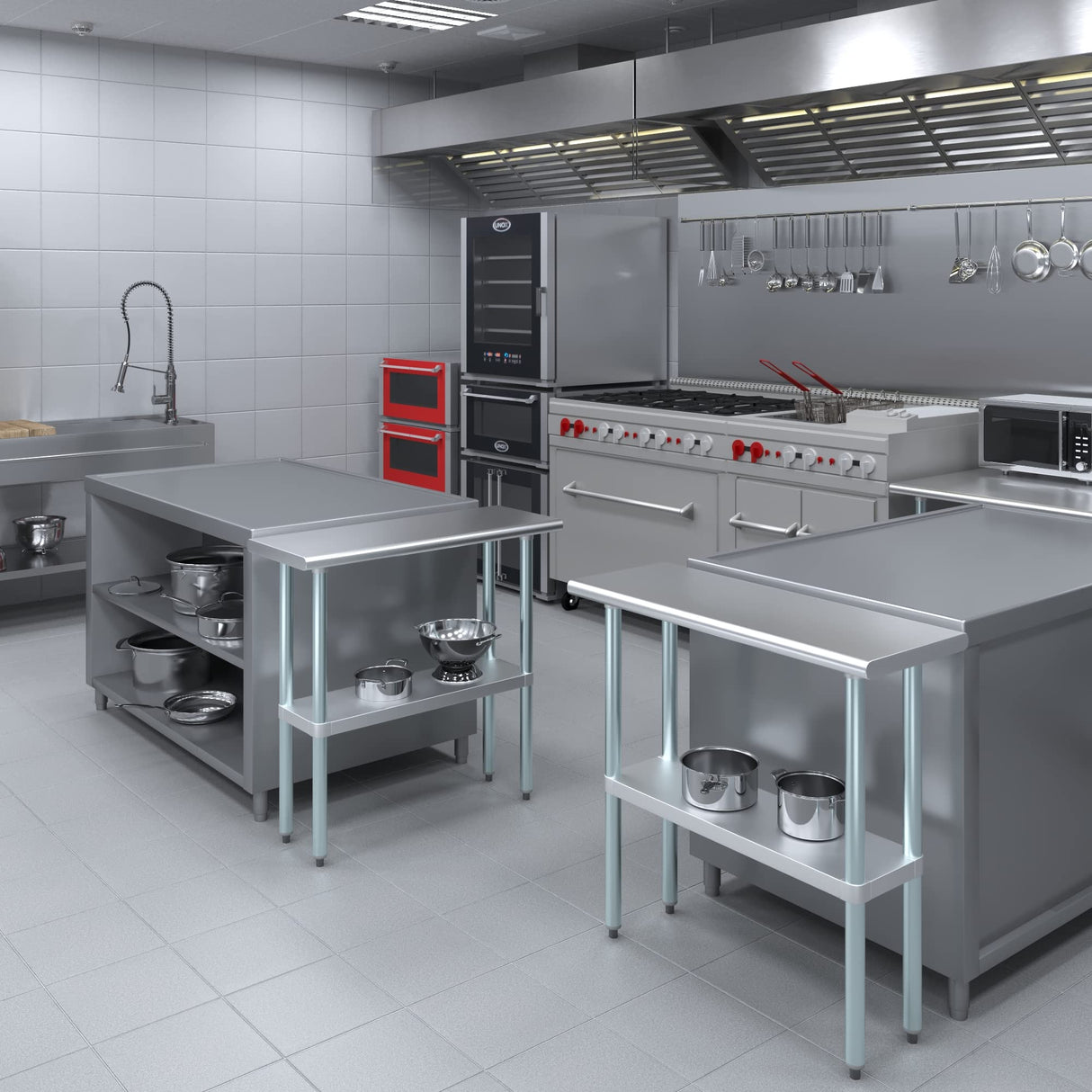 AmGood 14 in. x 36 in. Stainless Steel Work Table | Metal Kitchen Food Prep Table | NSF