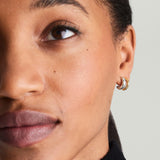 NOKMIT Two Tone Huggie Hoop Earrings for Women, Dainty 14K Gold and Silver Mixed Metal C Shaped Hoops, Small Multi Statement Geometric Earrings, Plain High Polish Non Tarnish Jewelry Gifts