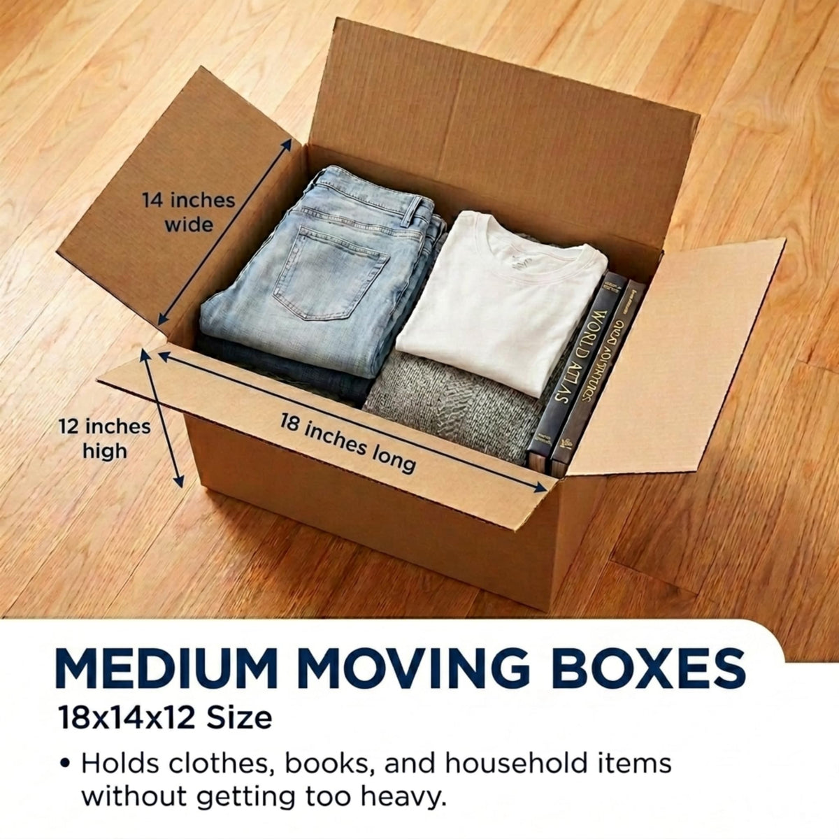BOX USA Moving Boxes Holds 65lbs, 18"L x 14"W x 12"H (10-Pack) Medium - Corrugated Cardboard Box for Shipping, Mailing, Packing, Packaging and Storage
