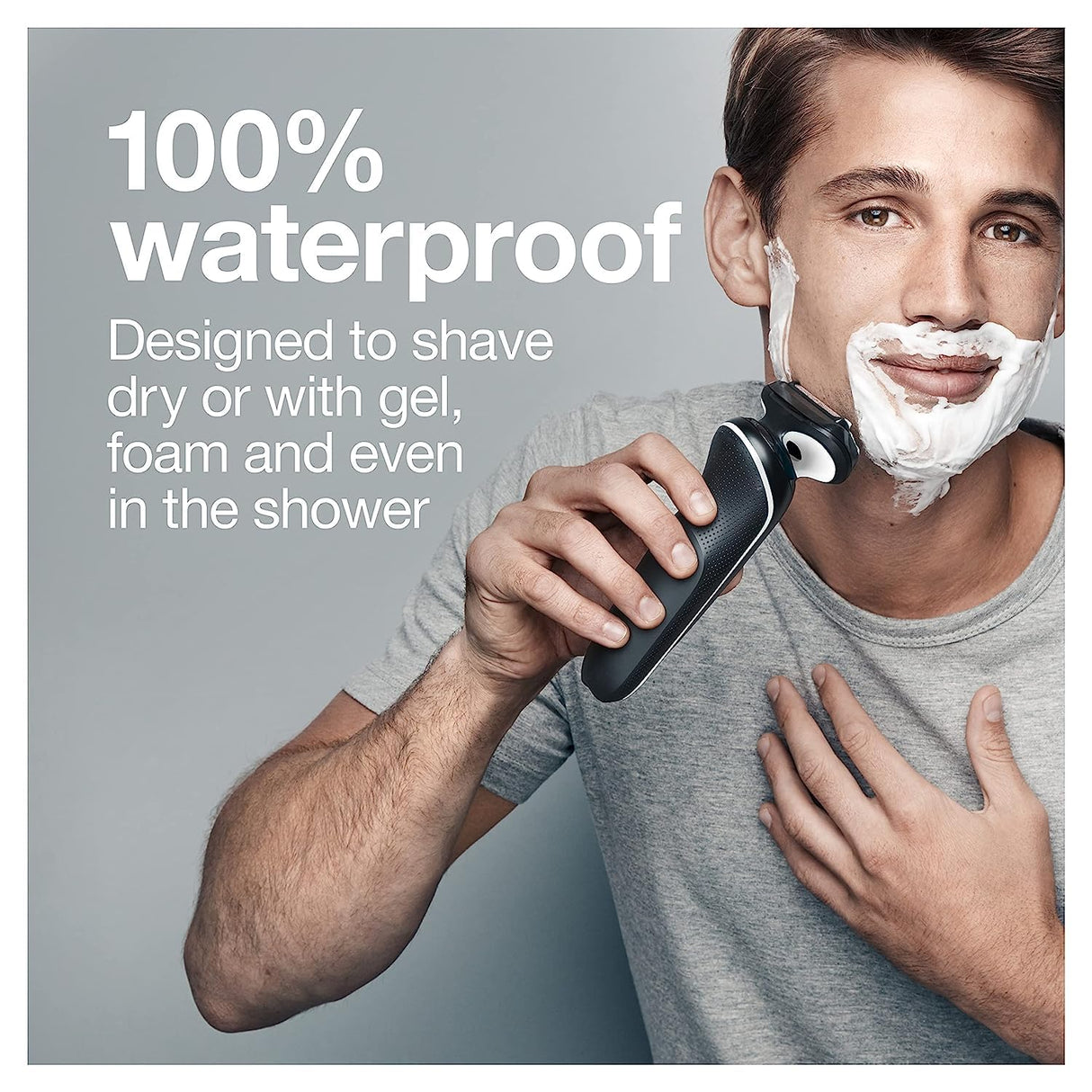 Braun Electric Razor for Men, Waterproof Foil Shaver, Series 5 5050cs, Wet & Dry Shave, with Beard Trimmer and Body Groomer, Rechargeable, Charging Stand Included, Blue