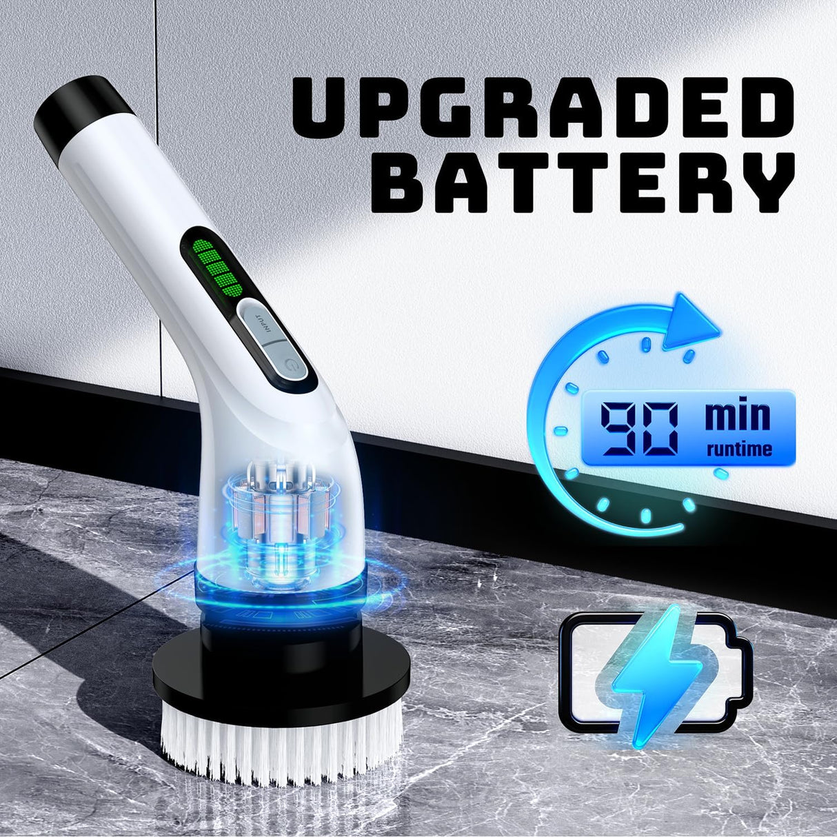 Electric Spin Scrubber for Bathroom: Shower Scrubber with Long Handle
