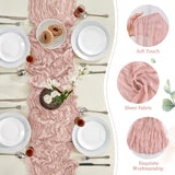6 Pack Dusty Pink Cheesecloth Table Runner 10FT Long Boho Gauze Table Runner Rustic Sheer Runner for Wedding Bridal Baby Shower Birthday Party Table Decor Thanksgiving Christmas Decorations