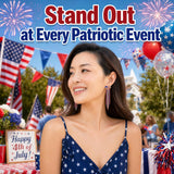 Tasunom American Flag Dangle Earrings for Women, Patriotic 4th of July Earrings, 14K Gold Plated CZ Crystal USA Flag Drop Earrings with S925 Post