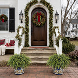 2Pcs Artificial Cedar Potted Plant Christmas Greenery for Front Porch Decor