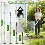 Upgraded Weed Puller Tool with Long Handle, 56" Manual Weeder Remover Tool, 2 in 1 Hand Weed Rake Garden Hoe for Gardening, Heavy Duty Uprooting Weeding Pull for Lawn, Yard, Patio Garden