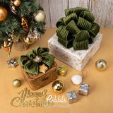 Ribbli Glossy Moss Green Velvet Wired Ribbon 2.5 Inch Striped Velvet Christmas Ribbon for Gift Wrapping Christmas Tree Decoration Crafts Wreaths Supplies-Continuous 10 Yards