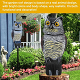 Fake Owl Statue to Scare Birds Away, Waterproof Moving Bird Deterrent Owl