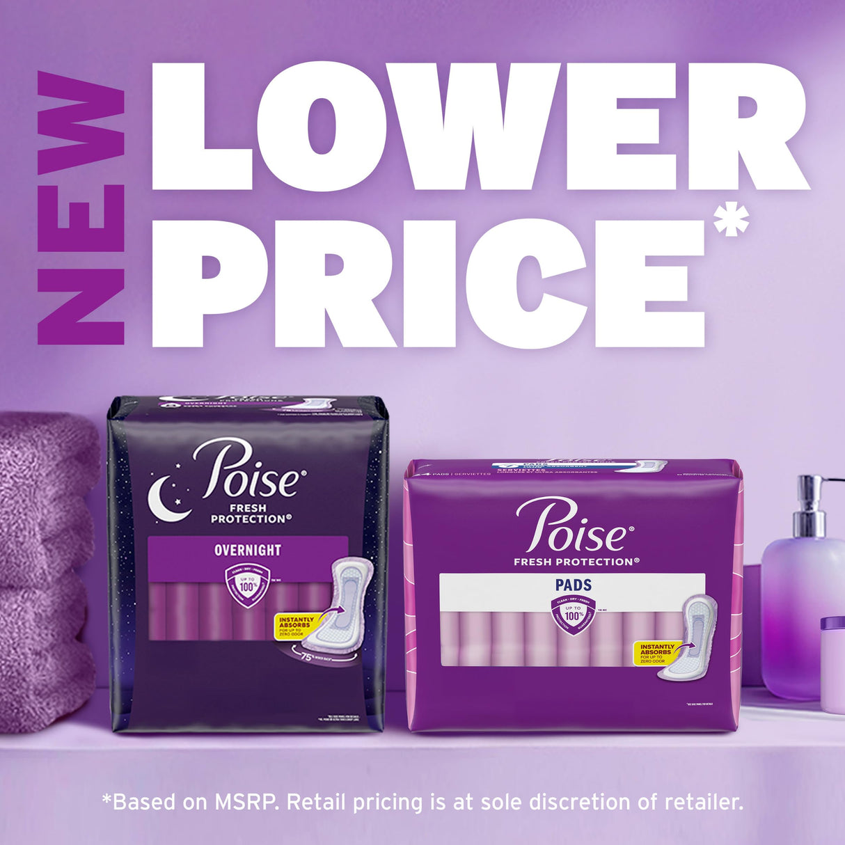 Poise Incontinence & Postpartum Pads for Bladder Leaks, 7 Drop Ultra Absorbency, Long Length, 78 Count, Packaging May Vary