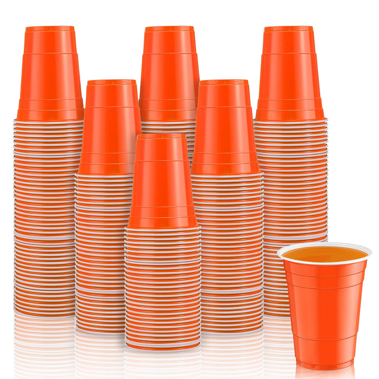 100 Pack 16 Ounce Halloween Plastic Party Cups Disposable Heavy Duty Drinking Water Cups for Holiday Christmas Festival Wedding New Year Party Supplies(Orange)