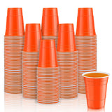100 Pack 16 Ounce Halloween Plastic Party Cups Disposable Heavy Duty Drinking Water Cups for Holiday Christmas Festival Wedding New Year Party Supplies(Orange)