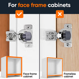 Decobasics 60 Pack Soft Close Cabinet Hinges – 7/16" Overlay for Kitchen Cabinet Doors, Face Frame Concealed Hidden Hinges – Stainless Steel, Self-Closing with 3-Way Adjustment & Slow Close Damper