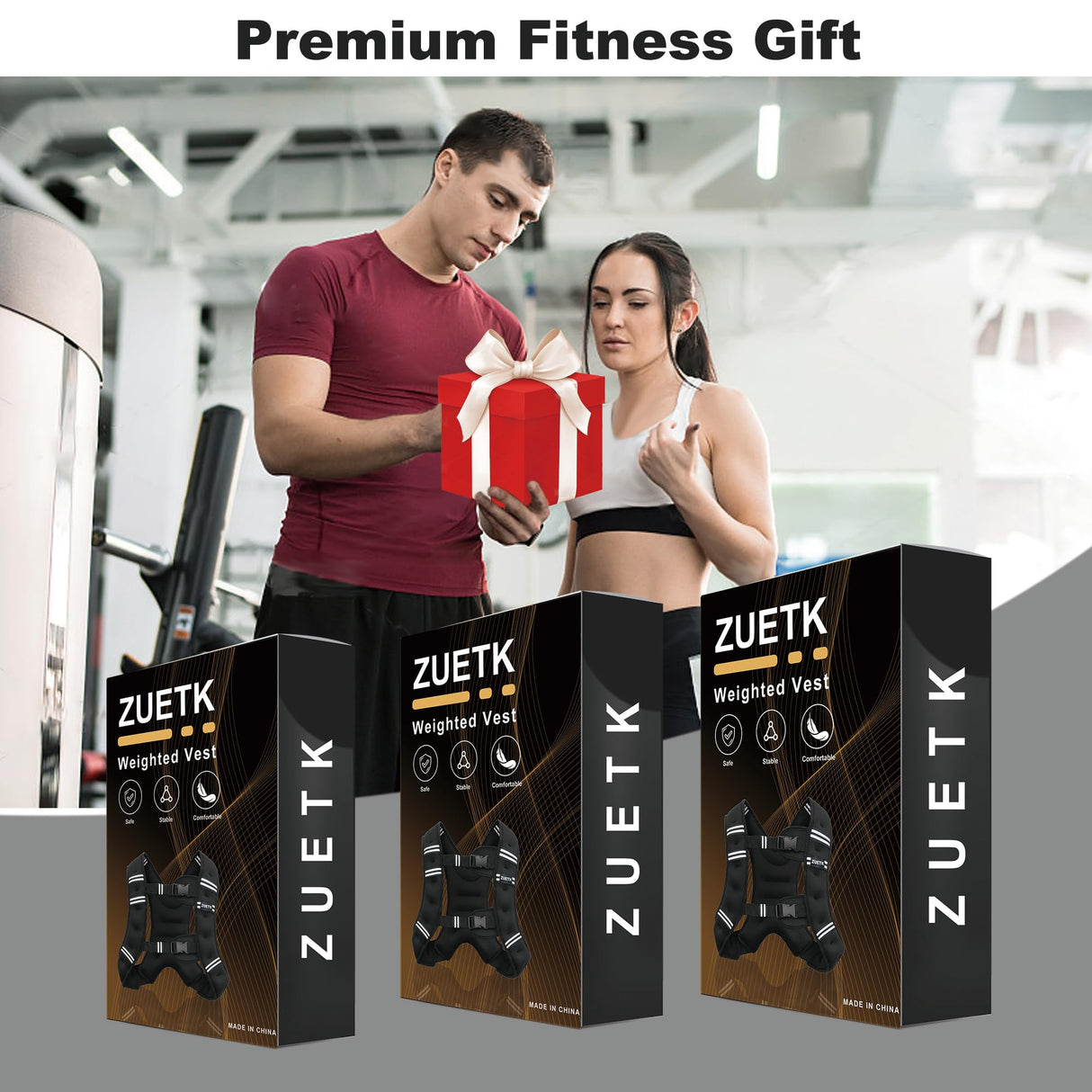 ZUETK Weighted Vest, 6lb/8lb/12lb/16lb/20lb/25lb/30lb Weight Vest with Reflective Stripe, Weighted Vest for Men Women Workout Equipment for Strength Training, Running, Jogging, Fitness, Weight Loss