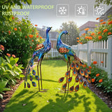 Kircust Metal Peacock Garden Statue and Sculpture,