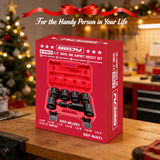 SAE Deep Impact Socket Set 8-Piece 1/2-inch Drive Wheel Axle Nut Wrench Large Sockets Standard Adapter 1-11/16 1-9/16 1-3/8 1-7/16 1-1/2 1-5/8 1-3/4 Imperial Spindle Joint Torque Bearing Locknut Truck
