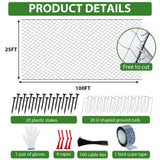 Unves 25 x 100 Ft Bird Netting, 2.4" Square Mesh Bird Net for Chicken Coop
