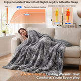 PFASDFW Heated Electric Blanket Throw 50''x60'' - Fast Tie-Dye Heating Blanket, Washable Heat Blanket 10 Heating Settings, 8h Timer Auto Off & Heated Protection, Soft Flannel & Sherpa Material