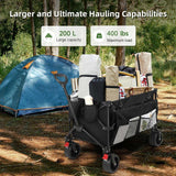 HAUSPROFI Collapsible Wagon Cart, 400 lbs Capacity, 7 cu ft (200L) Large Storage, Heavy Duty Foldable Utility Wagon with Pockets, Beach Wagon with Big Wheels for Sand, Garden, Camping & Grocery