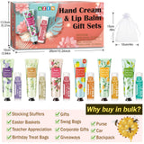 AZEN 30 Sets Bulk Gifts, Hand Cream and Lip Balm Bulk Set with Organza Bag Thank You Card, Baby Shower Wedding Gifts for Guests, Bridal Wedding Favors