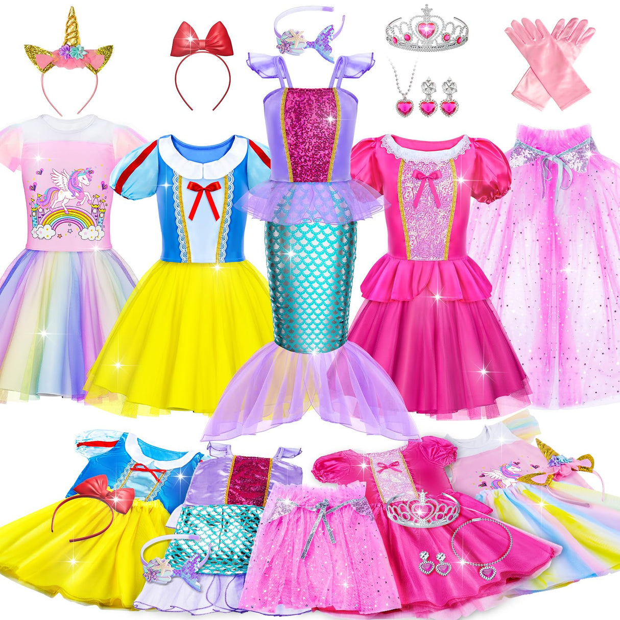 Princess Dress Up for Girls - Dress up Clothes for Toddler Girl,Role Play Costume Princess Toys Christmas Birthday Gifts for Age 3-8 Year Old