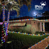 QITONG Multicolor Solar Christmas Lights, 2 Pack Each 33ft 100 LED Rope Light, Fairy Lights in Clear Thin Tube with 8 Modes