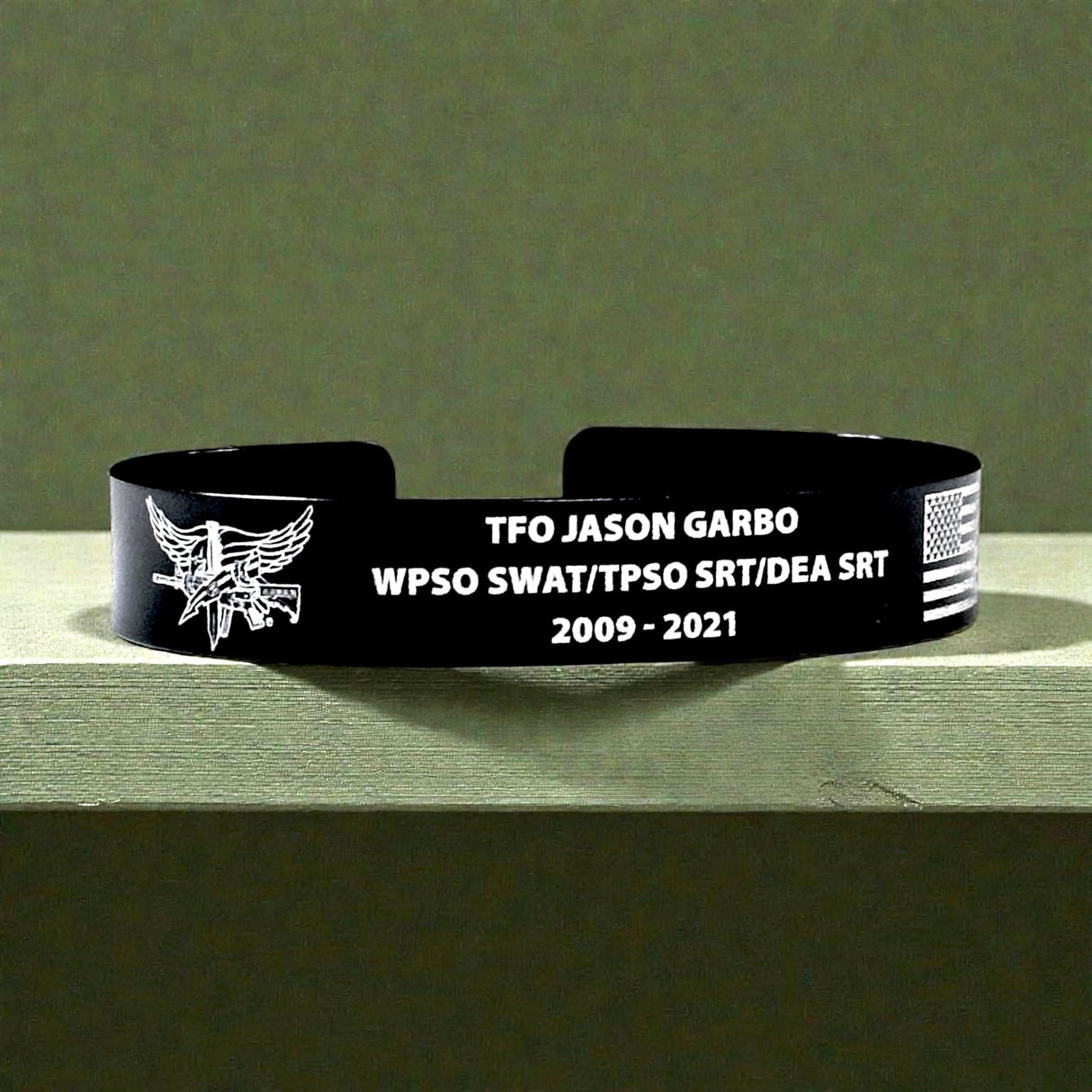 Center Mass, Inc. Legacy Band - Personalized ID & Memorial Bracelet - 2 Size Options - Black Metal