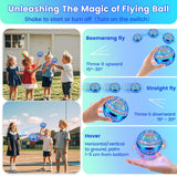 NWLAEWR Flying Orb Ball Toy, Parachute Hand Controlled Hover Ball with LED Lights, 360° Rotating Boomerang Globe, Cool Mini Drone for Kids, Ideal Birthday&Christmas Gift for Boys and Girls-Bright Blue
