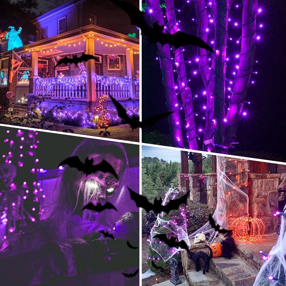 weillsnow 164FT 500 LED Purple Christmas Lights, 8 Modes Waterproof Plug in String Lights for Halloween Christmas Indoor Outdoor Yard Party Wedding Garden Home Decorations (Purple, 164FT)