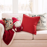 ZWJD Christmas Pillow Covers 24x24 Set of 2 Chenille Throw Red Cushion Covers with Elegant Design Soft and Luxurious Decorative Pillows for Couch, Bed, and Christmas Decor