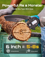 Seesii Mini Chainsaw, 6-inch Mini Chainsaw Cordless, Handheld Electric Power Chain Saw with 2 Batteries, for Tree Trimming Wood Cutting, Best Gifts for Father, Dad, Husband, Men