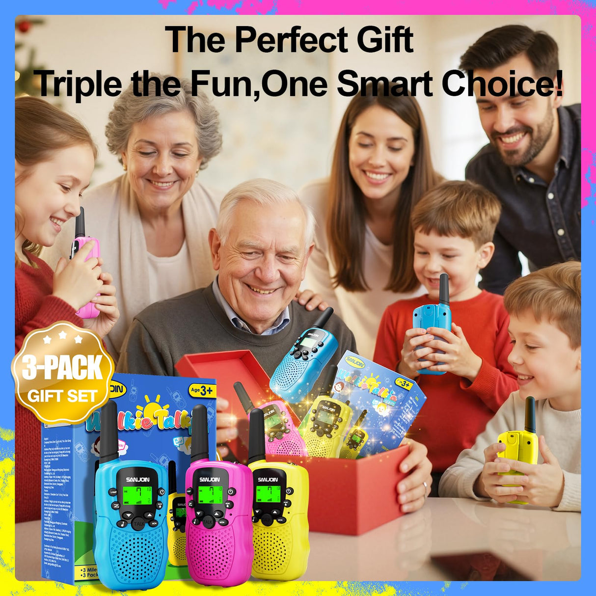 Rechargeable Walkie Talkies for Kids Girls and Boys Toys Age 3 4 5 6 7 8 4-8 5-7 3-5 6-8 8-10 4-5 4-6 Years Old Best Gifts for Christmas Birthday Holiday Stocking Stuffers Presents