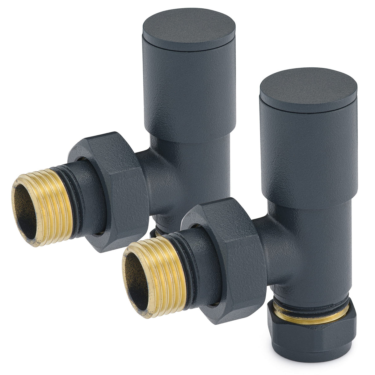 Sandy Beach Anthracite Radiator Valves - Valve for Radiator, Radiator Valves, Angled Radiator Valves, Towel Radiator Valves - Anthracite Angled Heated Towel Rail Radiator Valves (15mm)