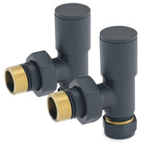 Sandy Beach Anthracite Radiator Valves - Valve for Radiator, Radiator Valves, Angled Radiator Valves, Towel Radiator Valves - Anthracite Angled Heated Towel Rail Radiator Valves (15mm)