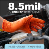 Raxwell Powder Free Nitrile Gloves - Puncture-Resistant Work Gloves with Grip - Heavy-Duty Protection for Mechanics - High-Visibility for Food Service & Medical Use - X-Large, Orange, Pack of 100