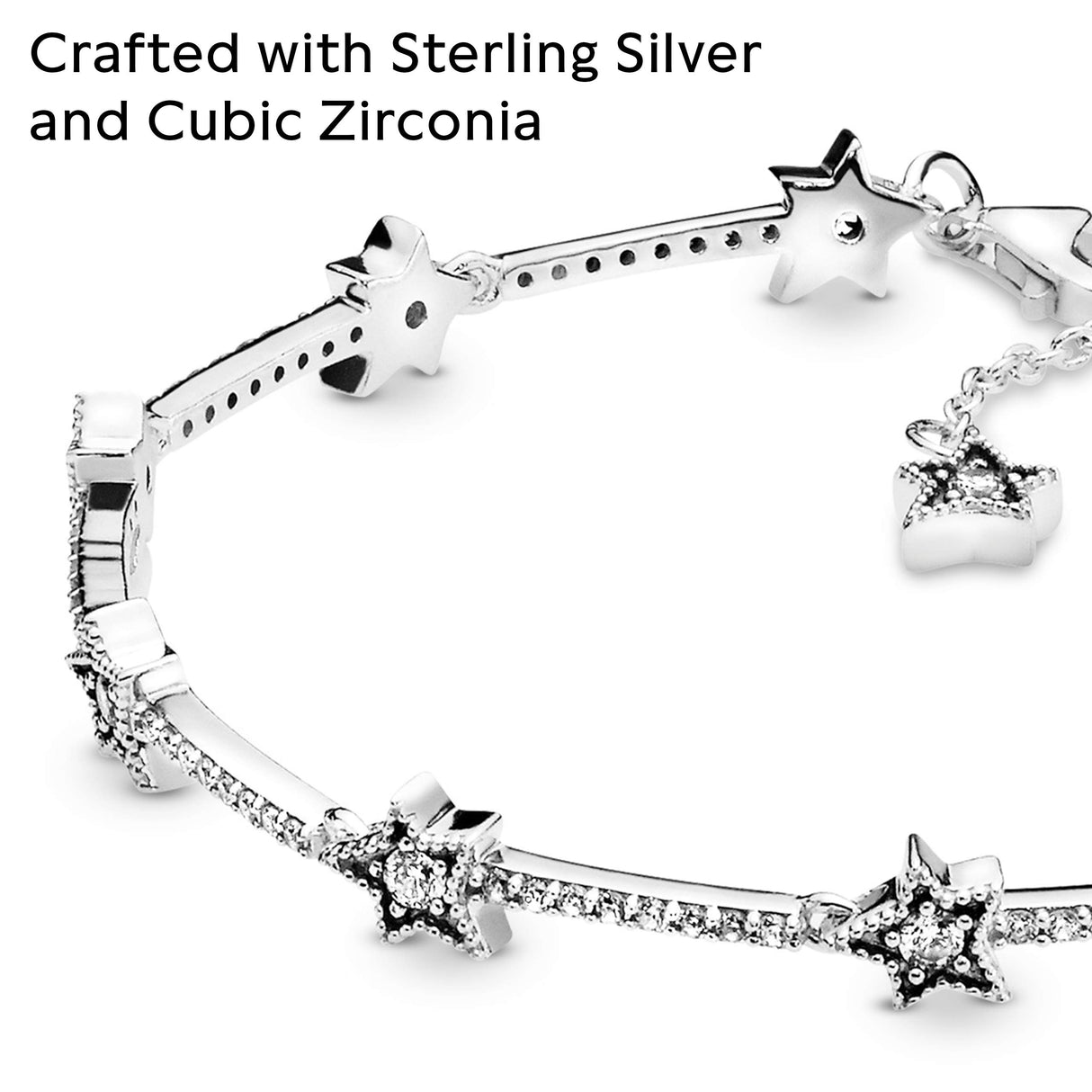 PANDORA Celestial Stars Bracelet - Gift for Her - Sterling Silver & Cubic Zirconia Bracelet for Women - With Gift Box - 7.9"