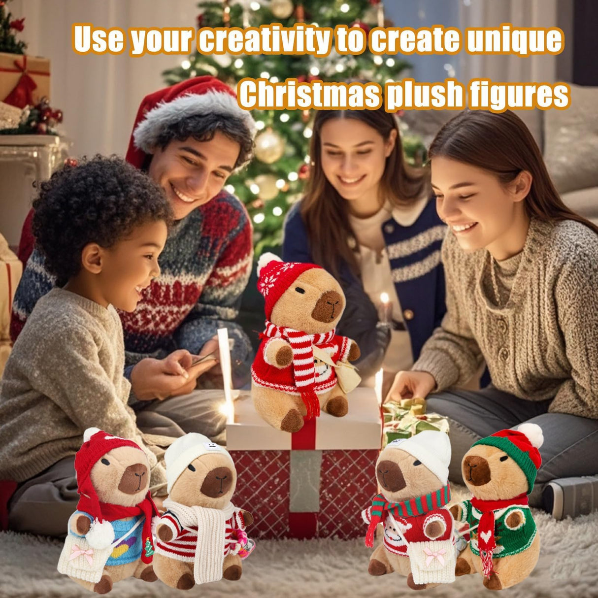 WAKSUN Capybara Plush with 10 Pcs Clothes & Accessories,Christmas Stuffed Animals, 10.2 in Cute Capybara Plush Toys,Birthday Gifts&Dress Up Cute Plushies for Boys/Girls (Daily)