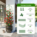 2 Pack Garden Obelisk Trellis for Climbing Plants, 6 FT Metal Rustproof Plant Support Rose Trellis, Tower Potted Cages for Flowers Fruits Vegetable Vines Indoor & Outdoor, Green(4 Tiers)