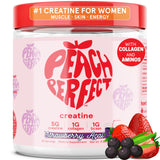 Peach Perfect Creatine Monohydrate Powder, Glute Builder Creatine for Women with Collagen, BCAAs, 5g Vegan Micronized Creatine per Serving, for Energy, Muscle Support, 30 SVG, Strawberry Acai
