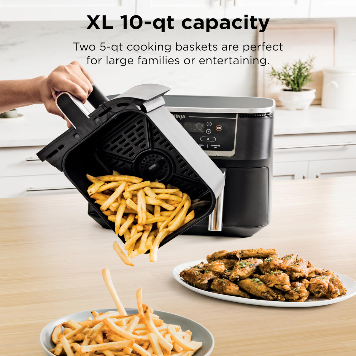 Ninja Foodi Air Fryer, 10 Qt DualZone, 6-in-1, Black, DZ302