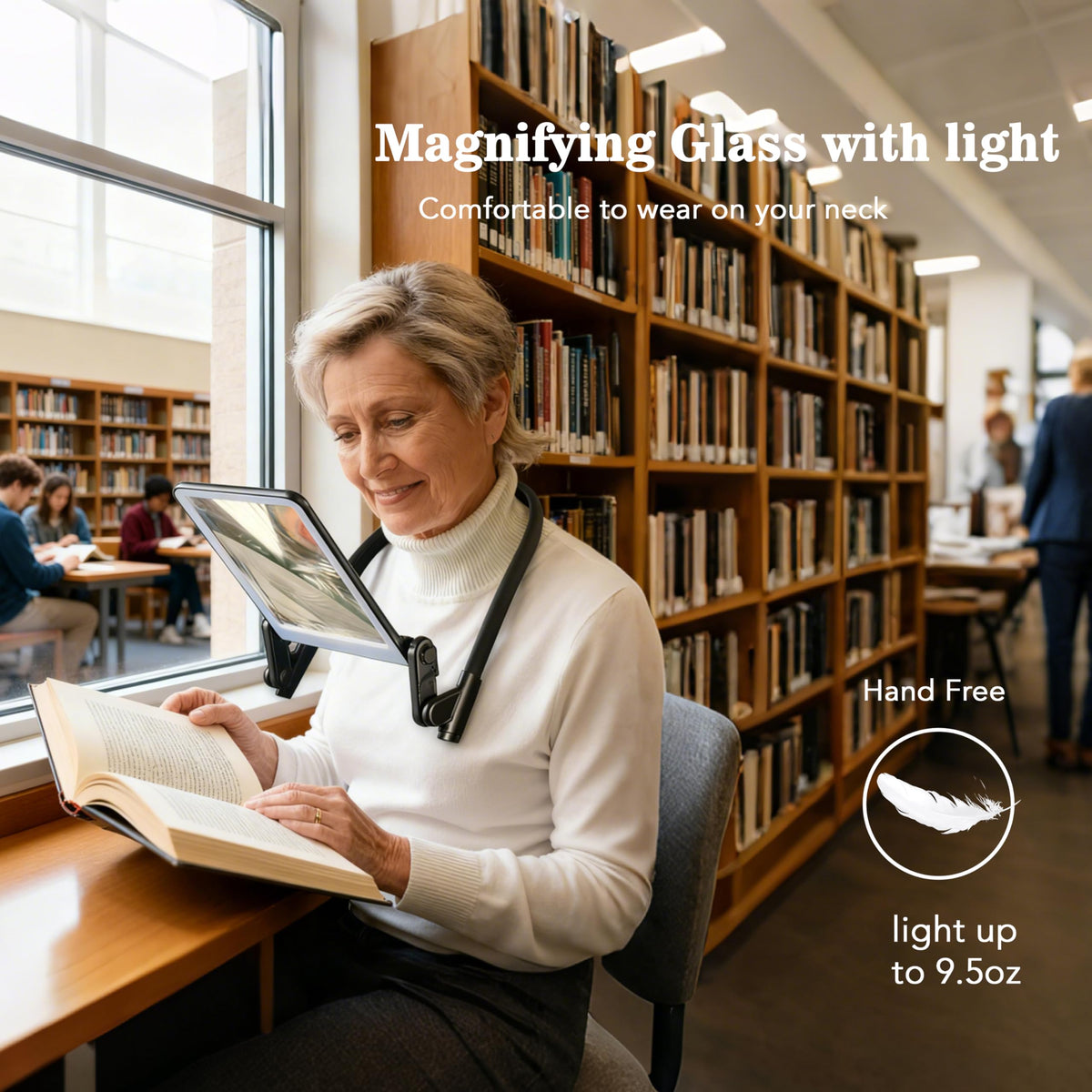 Magnifying Glass with Light for Reading,Hands Free Page Reading Magnif ...