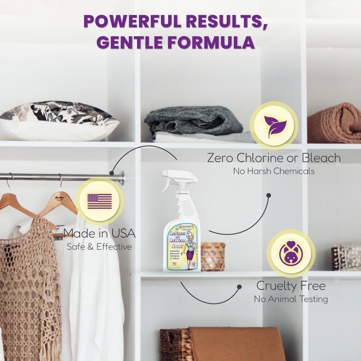 Grandma's Secret Refresh N ReWear Spray - Instantly Removes Wrinkles & Odors - Wrinkle Release, Fabric Refresher Spray, Chlorine, Bleach and Toxin-Free - 16 Ounce, 2 Pack