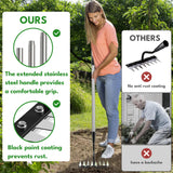 Iron Weeding Rake with Long Handle 2.0, Upgraded 8 Teeths Garden Weed Puller Tool Heavy Duty Gardening Tool for Lawn, Flower Beds & Soil Aeration