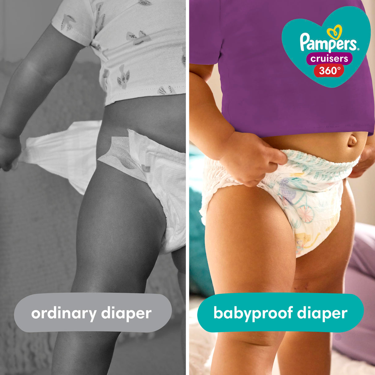 Pampers Diapers - Cruisers 360 - Size 6, 48 Count, Babyproof up to 100% Leakproof Pull-On Diaper