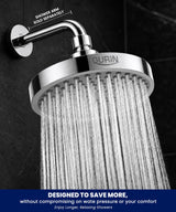 GURIN Shower Head - Powerful High Pressure Rain Shower Head 6 Inch - Luxury Rainfall Showerhead with Adjustable Angles, 90 Anti-Clog Nozzles, Tool-Free 1-Min Install, Premium Polished Chrome Finish