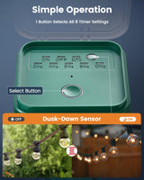 SURAIELEC Outdoor Power Stake Timer Waterproof, 100FT Wireless Remote Control, Dusk to Dawn Timer, 6 Grounded Plug Outlets, 6FT Extension Cord, for Christmas Lights, Garden, Patio Lights