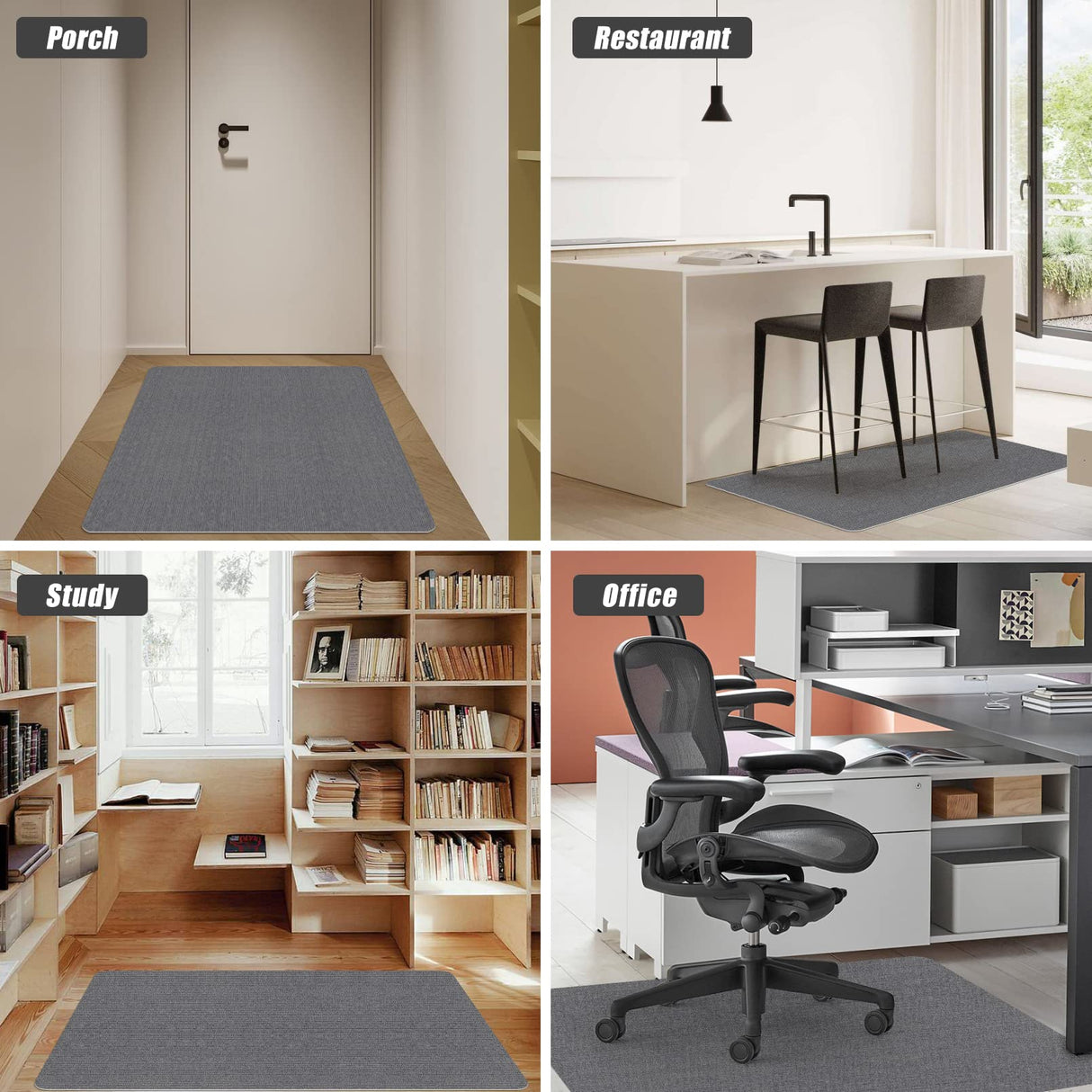 Sycoodeal Office Chair Mat for Hardwood Floor,Office Computer Gaming Chair Mat for Tile Floor,Large Floor Protector Rug,Anti-Slip,Easy to Clean,Grey(48"x36")